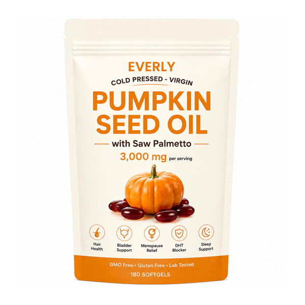 Everly Pumpkin Seed Oil with Saw Palmetto, Cold Pressed Pumpkin Seed Oil