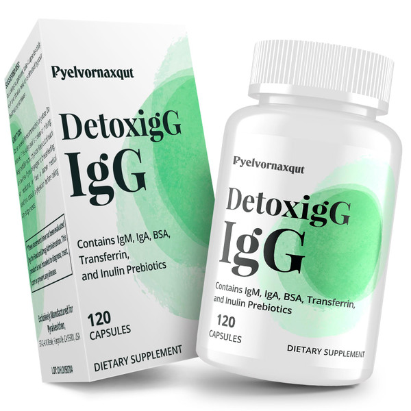 Pyelvornaxqut IgG Immunoglobulin Supplement - Bovine Colostrum Supplement Alternative - Dairy Free Bovine Immunoglobulin with IgM, IGA & Inulin Prebiotic Fiber - 120 Capsules