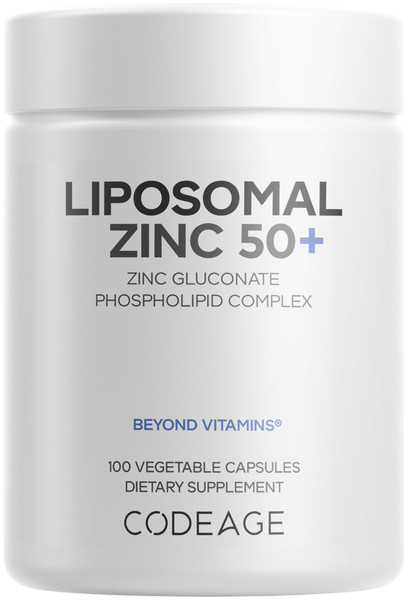 Codeage Liposomal Zinc 50mg, Zinc Gluconate, Vegan, 100 Capsules