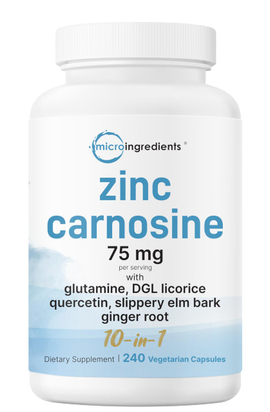 Zinc Carnosine 10-in-1 Complex 825mg per Serving, 240 Veggie Capsules