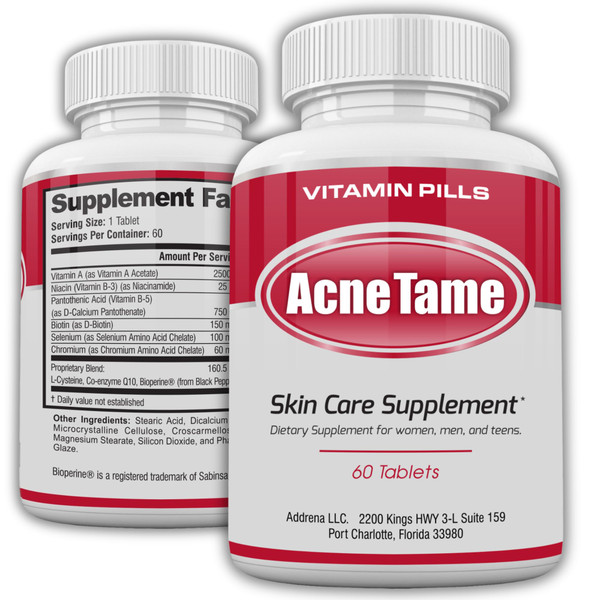 Acnetame Supplement- Anti Acne Vitamin Pills for Men Women Teens & Adults