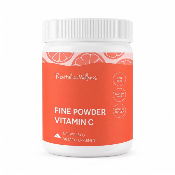 Revitalize Wellness Fine Powder Vitamin C as Ascorbic Acid | Pure, Sugar, & GMO-Free | 1000 mg Vitamin C per Serving | 454 Servings per Bag