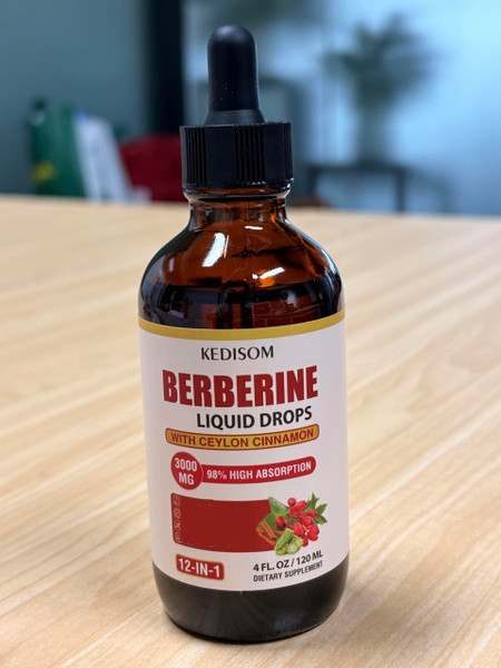 KEDISOM Liposomal Berberine HCL Supplement Liquid 3000mg - High Absorption Berberine Drops with Ceylon Cinnamon, Sugar Free - 4 fl oz, 60 Servings