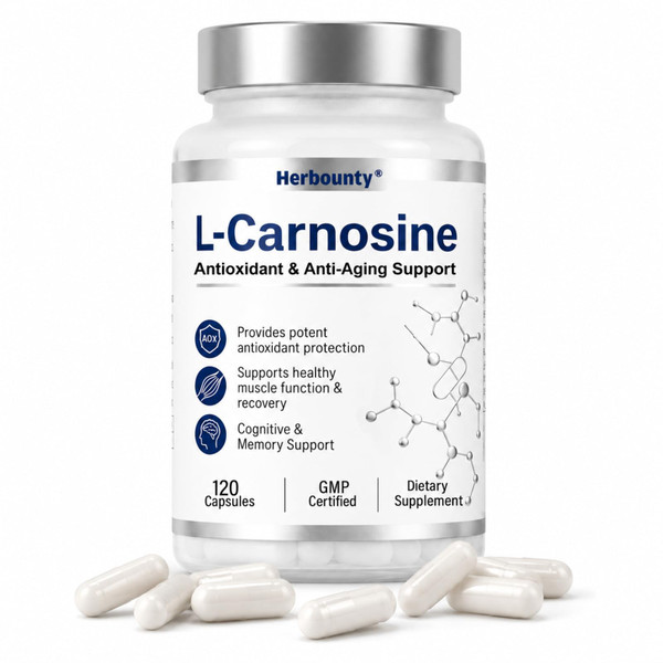 Herbounty L-Carnosine Supplement 500mg, 120 Capsules Vitality Support