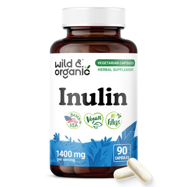 Wild & Organic Inulin Capsules 1400 mg - Digestive Support - 90 Count