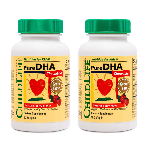 CHILDLIFE ESSENTIALS Pure DHA for Kids, Berry, 90 Softgels (Pack of 2)