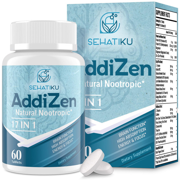 17-in-1 Brain Supplement for Memory and Focus - High Absorption- 60 Tablets