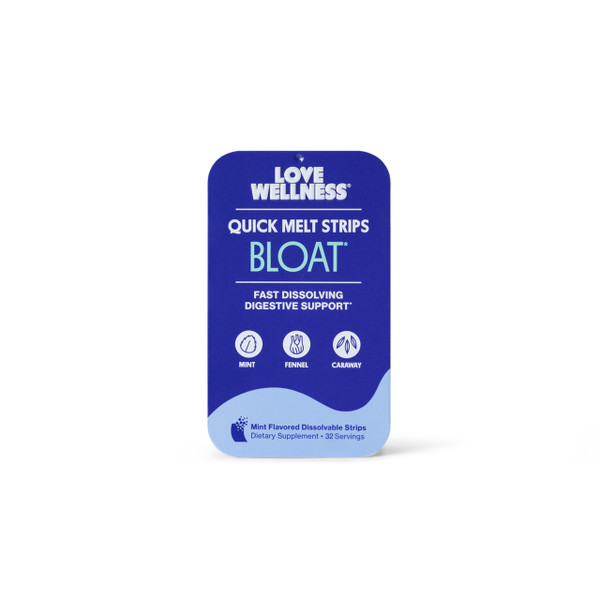 Love Wellness Bloat Quick Melt Strips | Mint, Fennel & Caraway | 32 Strips
