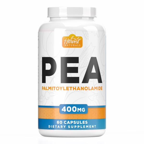 HARVEST NATURALS Palmitoylethanolamide Capsules | Pea 400mg | 60 Pill Count | Promotes Natural Inflammation & Pain Management | Lab Tested Ingredients