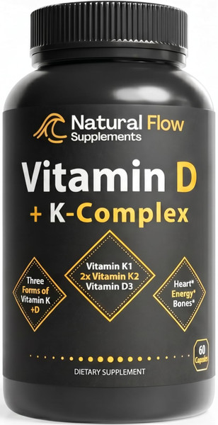 Natural Flow Vitamin D3 with K2 Complex, 5000 IU, 60 Capsules