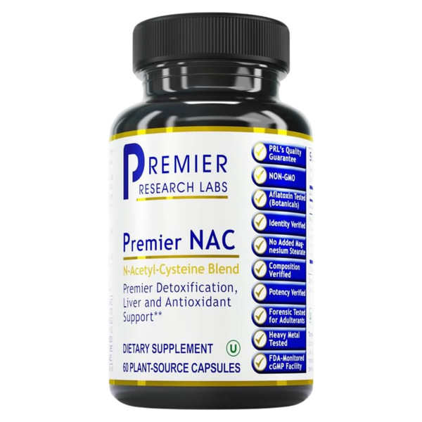 Premier Research Labs Premier NAC - NAC Supplement N-Acetyl Cysteine, N-Acetyl-L-Cysteine, Liver & Immune Support, 300mg NAC Per Capsule - 60 Vegetarian Capsules
