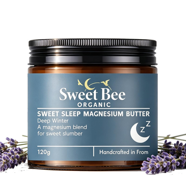 Sweet Bee Organic sleep magnesium butter, Original Lavender Nighttime Magnesium Cream for Sleep with Shea & Mango Butter，Apply to Legs or Feet Before Bed, Skin-Friendly, 4.23 oz