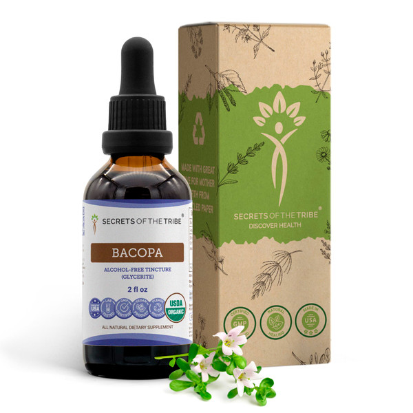 Bacopa USDA Organic | Alcohol-FREE Extract, High-Potency Herbal Drops, Relaxation, Positive Cognitive Effect | Made from 100% Certified Organic Bacopa (Bacopa Monnieri) Dried Herb 2 oz
