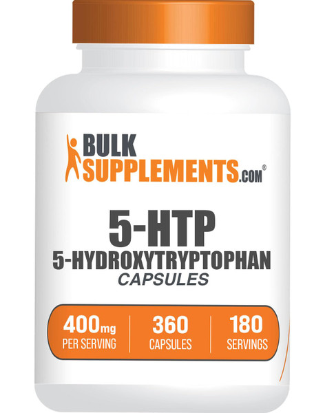 BulkSupplements.com 5-HTP Capsules - 5-Hydroxytryptophan, Mood Support Supplement - Gluten Free, 2 Capsules per Serving (400mg), 360 Capsules (Pack of 1)