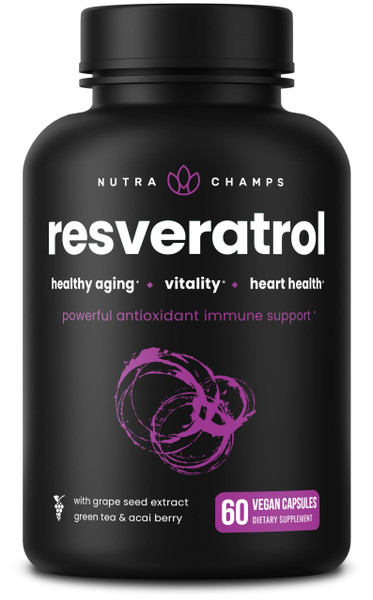 Resveratrol Complex – 1,200 mg Trans-Resveratrol with Grape Seed, Green Tea & Acai Berry – Rich in Polyphenols & Antioxidants - Support for Healthy Aging, Heart Health & Vitality – 60 Vegan Capsules