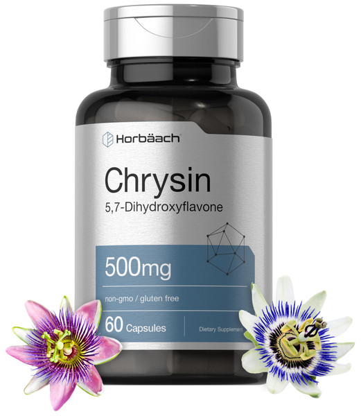 Horbäach Chrysin Supplement | 500mg | 60 Capsules | Passion Flower Extract