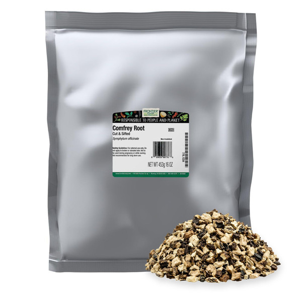 Frontier Co-op Dried Comfrey Root, Cut & Sifted - 1lb Bulk Bag - Pure & Natural Comfrey Herb, Perfect for Lotions, Creams, and Hair Rinses, Kosher