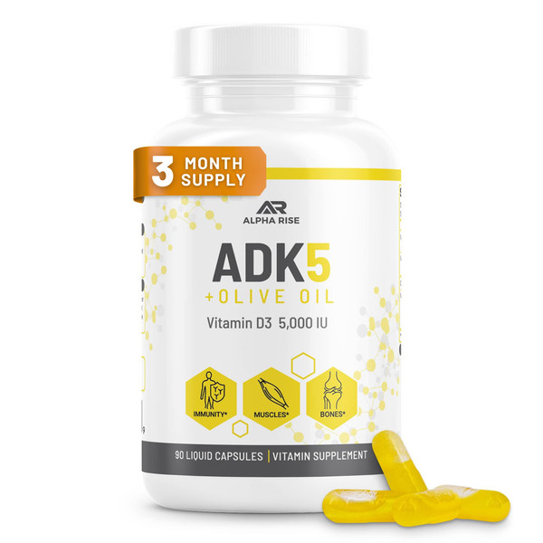 ADK 5 Vitamin Supplement with Olive Oil, Once Daily, 90 Liquid Capsules