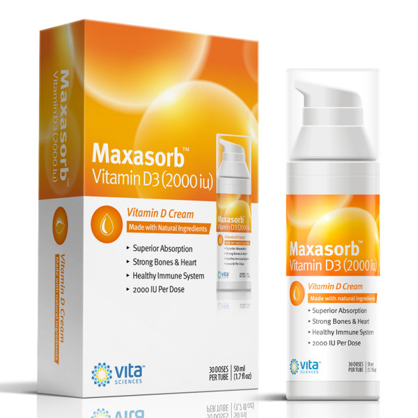 Vita Sciences Maxasorb Vitamin D3 Cream 2,000 IU, Topical Formula - 1.7 Oz