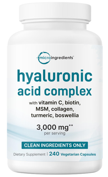 Hyaluronic Acid Complex 3000mg with Collagen & MSM, 240 Veg Capsules