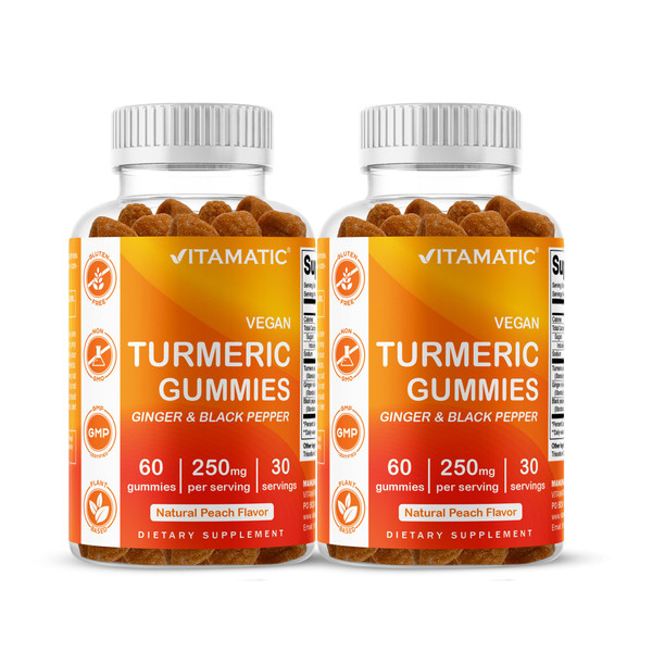 Vitamatic Vegan Turmeric with Ginger & Black Pepper, 60 Gummies - 2 Pack