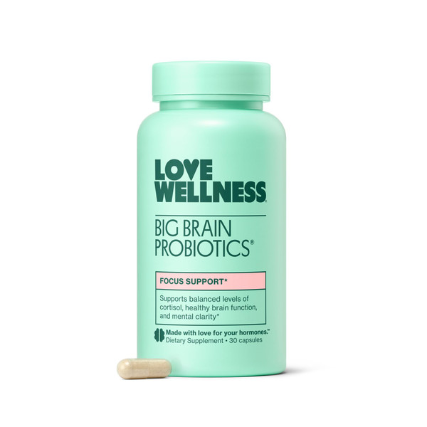 Love Wellness Big Brain Probiotic| Nootropic Reishi Chaga Lions Mane| 30 Ct