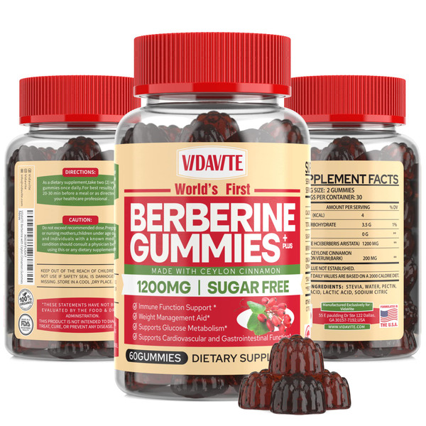 VIDAVITE Berberine with Ceylon Cinnamon Gummies (30 Days)