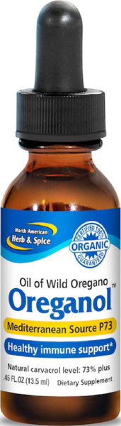 NORTH AMERICAN HERB & SPICE Oreganol - 0.45 fl. oz. - Unprocessed, Wild, Organic Oregano Oil - Mediterranean Source P73 - Non-GMO - 194 Servings