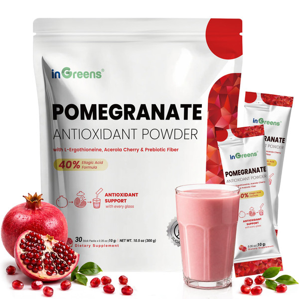 inGreens Pomegranate Powder, Antioxidant Drink Mix Stick Packs 30 Count