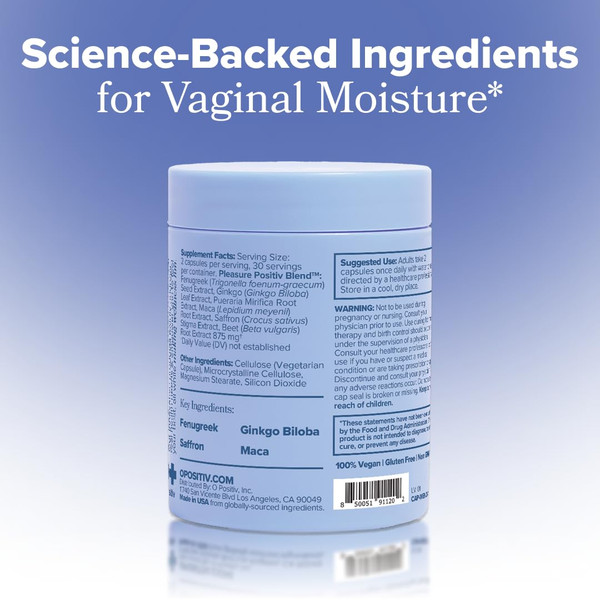 O Positiv MENO Vaginal Moisture Support Capsules – OBGYN-Formulated to Support Healthy Vaginal Moisture, Mood & Relaxation – Hormone-Free with Maca & Fenugreek Seed – 30 Servings (Pack of 2)