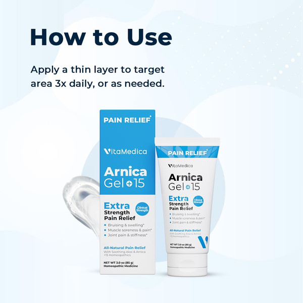VitaMedica Arnica Gel Plus 15 Healing Plant Compounds, Extra Strength Formula for Bruising, All-Natural Plant-Based Topical Gel, 2-Pack