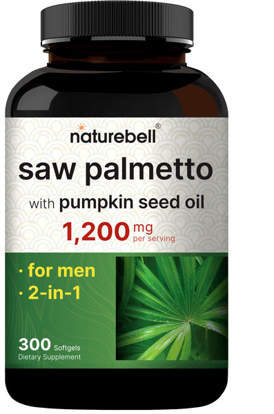 Saw Palmetto for Men with Pumpkin Seed Oil, 1200mg, 300 Softgels