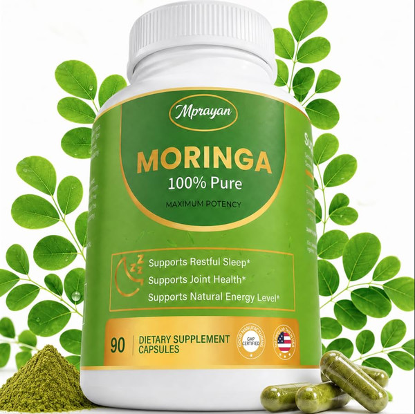 Moringa Capsules 800mg – Moringa Oleifera Leaf Powder Superfood Herbal Supplement for Natural Energy, Immune, Antioxidant & Detox Support – Vegan, Non-GMO, 90 Veg Capsules