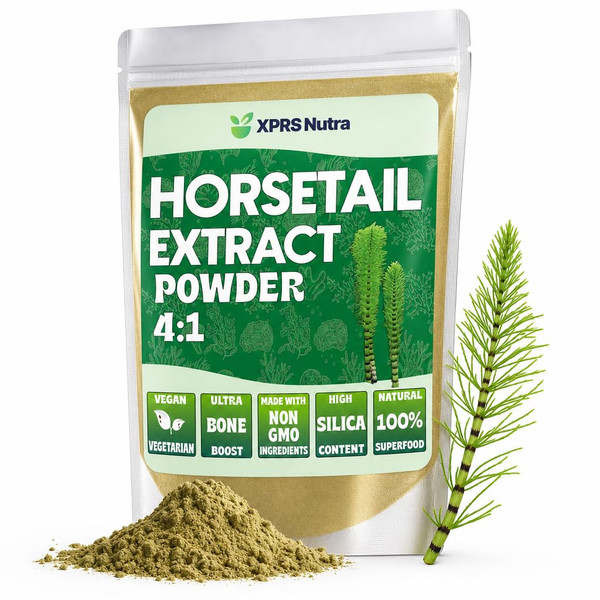 XPRS Nutra Horsetail Extract Powder for Hair, Nails, and Bones - High Potency Horsetail Root Powder - High Silica Content for Maximum Results - Vegan Friendly Horstail Extract (16 oz)