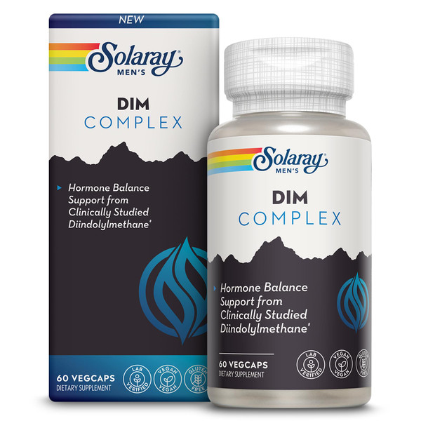 SOLARAY DIM Supplement for Men - Clinically Studied DIM 200mg Supports Hormone Balance - Plus Zinc and Quercetin - Vegan, Gluten Free - 30 Servings, 60 VegCaps