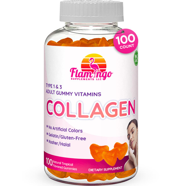 Collagen Gummies- Natural Marine Collagen for Women, and Men- Collagen Supplements for Skin Hair, Nails- Hydrolyzed Type 2 & 1 3- Replace Pills and Powders - No Gelatin, Kosher, Halal- 100 Ct.