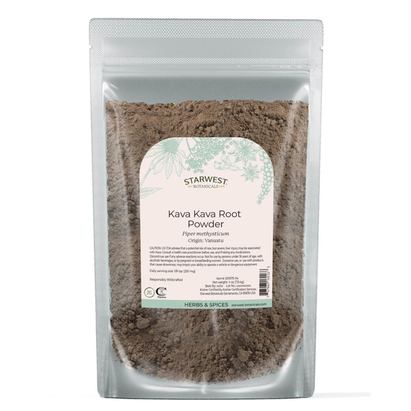 Starwest Botanicals Kava Kava Root Powder, Wildcrafted - 4 oz Pouch