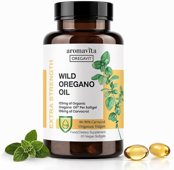Wild Oregano Oil Softgels, Organic, 86-90% Carvacrol, 60 Vegan Softgels