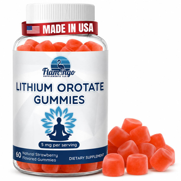 Lithium Orotate Gummies 5mg (Per Serving) – Chewable Lithium Supplement – Gentle Daily Support – Vegan, Non-GMO – 60 Gummies