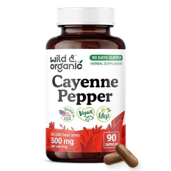 Wild & Organic Cayenne Pepper Capsules - Digestive Support - 90 Count