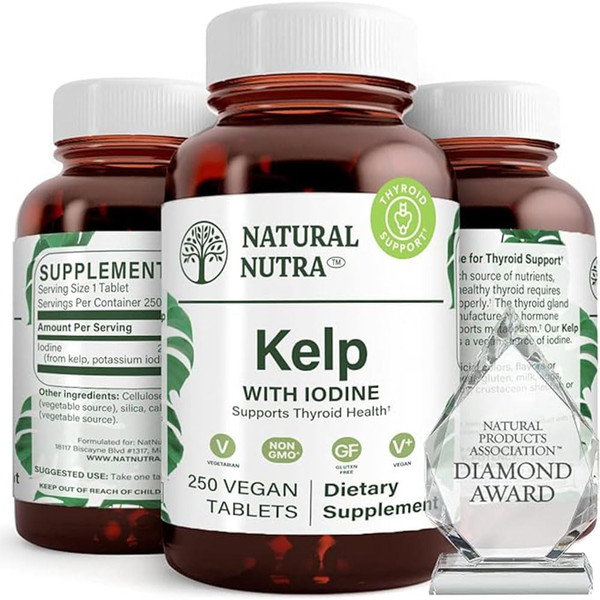 Natural Nutra Kelp Iodine with Potassium Iodide 225 mcg, 250 Tablets