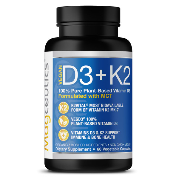 Magceutics Vitamin D3 K2 with MCT, 5000 IU Vegan D3 & 100 mcg MK7 K2, Support Strong Bones and Immune Health - 60 Capsules (60 Days Supply)