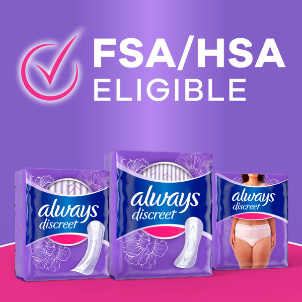 Always Discreet Incontinence Panty Liners for Bladder Leaks, Size 2, Very Light Absorbency, 120 Count (Pack of 2)