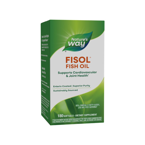 Nature's Way Fisol Fish Oil Softgels, Mega Potency Omega-3s, 180 ct