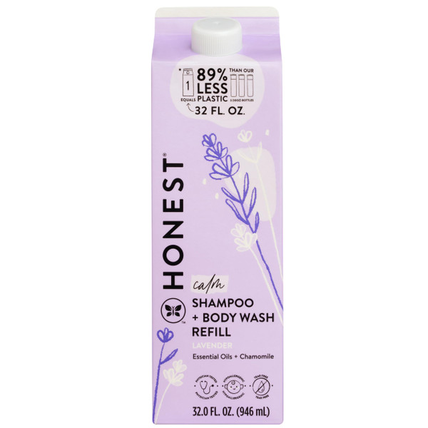 The Honest Company Shampoo Body Wash Refill Carton, Lavender Calm, 32 fl oz