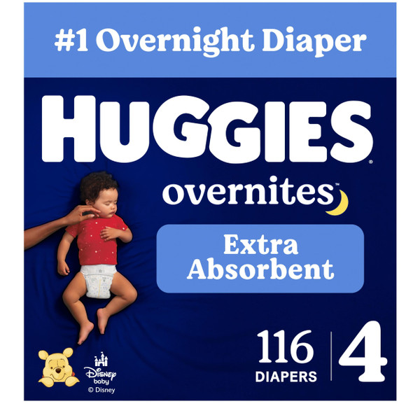 Huggies Overnites Diapers Size 4, 116 Count (2 Packs of 58)