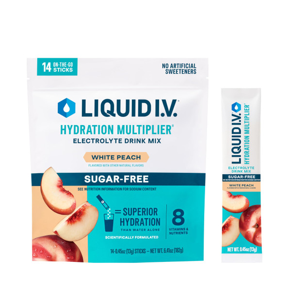 Liquid I.V. Sugar Free Hydration Electrolytes, White Peach, 14 Count