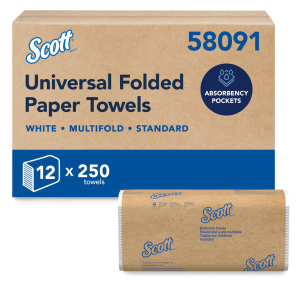 Scott Professional Multifold Paper Towels, Bulk, 12 x 250 Sheets (58091)