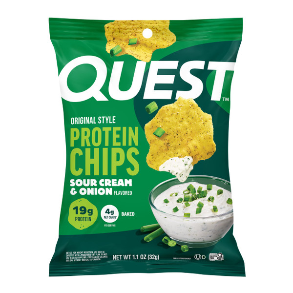 Quest Nutrition Sour Cream & Onion Protein Chips, 19g Protein, 12 Count