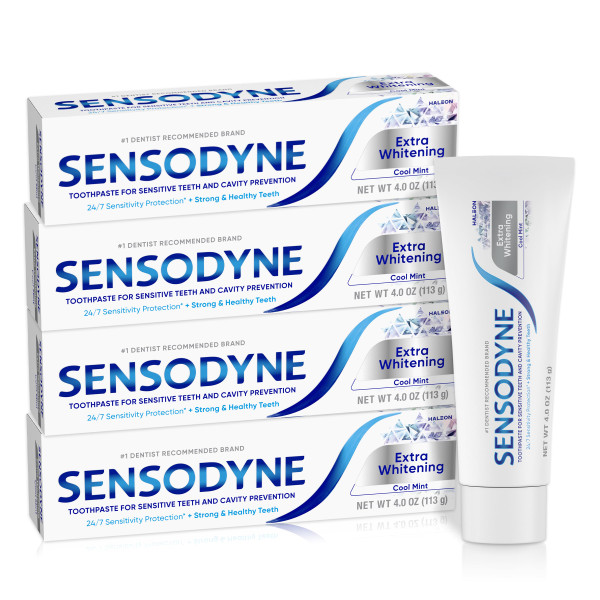 Sensodyne Extra Whitening Cool Mint Toothpaste - 4 Ounces, Pack of 4